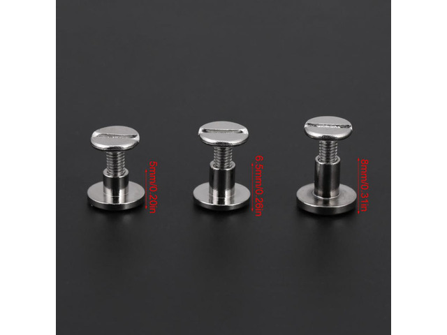20pcs/Set Flat Head Screw Rivets Leather Belt Repair Supplies Durable Brass Threaded Flat Nut Nail Rivets Screws Tools - 8MM