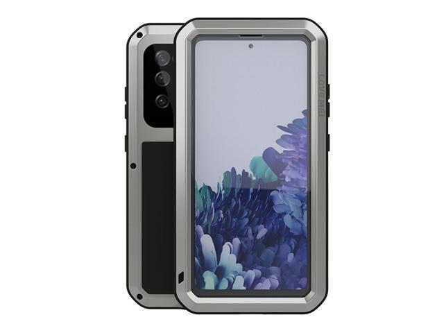 LOVE MEI Shock Dirt Proof Water Resistant Metal Armor Cover Phone Case for Samsung GALAXY S20 Fe - Silver