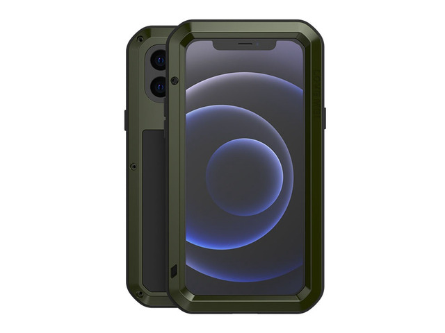 LOVE MEI Powerful Metal Waterproof Case For iPhone12 mini Cover Full Body Protection ShockProof Phone Case (Army Green)