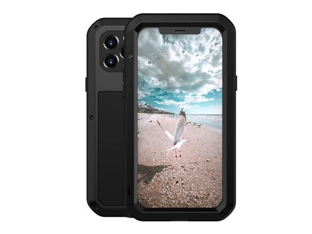 LOVE MEI Powerful Metal Waterproof Case For iPhone12 Pro Cover Full Body Protection ShockProof Phone Case (Black)