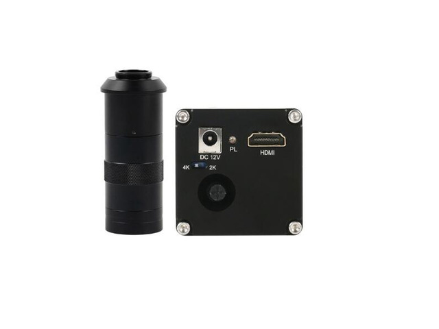 UHD 2K 4K 1080P HDMI Digital Industrial Video Microscope Camera & 100X C-Mount Lens For Lab Phone PCB Soldering
