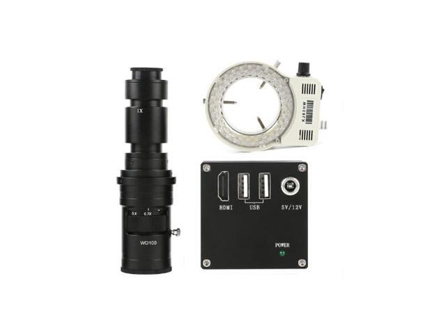 2MP 1080P HDMI Industrial Video Microscope Camera & 500X C-Mount Lens Whit 56-LED Adjustable Ring Light For Phone Tablet PC PCB IC Observe Soldering