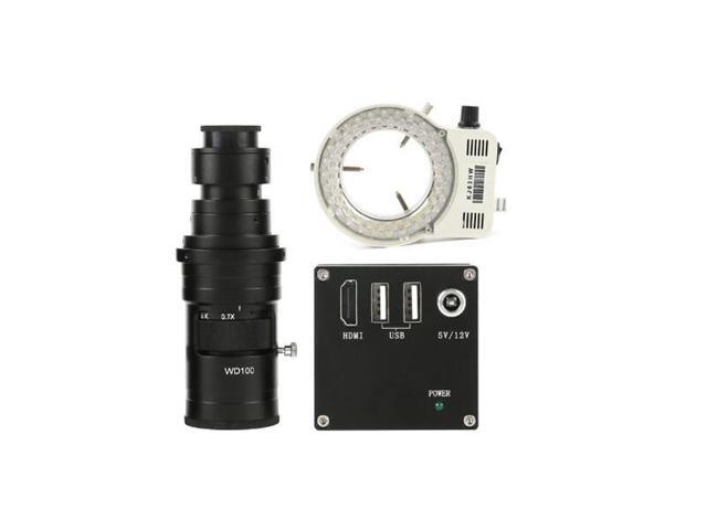 2MP 1080P HDMI Industrial Video Microscope Camera & 200X C-Mount Lens Whit 56-LED Adjustable Ring Light For Phone Tablet PC PCB IC Observe Soldering