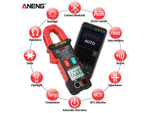 ANENG ST207 Digital Bluetooth Multimeter Clamp Meter 6000 Count True RMS DC/AC Voltage Tester AC Current Hz Capacitance Ohm - Orange