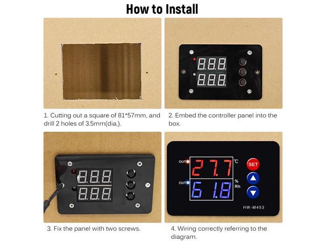 AC220V Temperature and Humidity Controller Dual Relay Output -40~230? Digital Thermostat Humidistat Controller with Sensor Probe for Reptile...