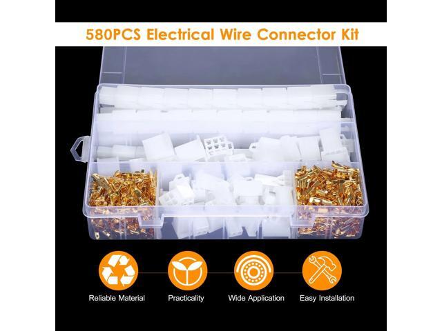 580PCS Electrical Wire Connector Wire Terminal Kit Includes 2 3 4 6 9 Way Plug Pin Housing Connectors 2.8mm Spade Terminals for Motorcycle Bike Car