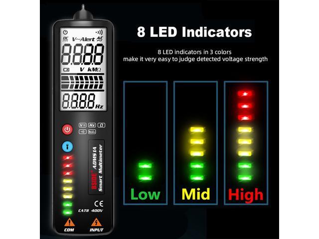 BSIDE ADMS1A 2.4" LCD Voltage Detector Pen Non-contact AC Voltage Tester Volt Ohm Hz Continuity V-Alert Tester with Flashlight