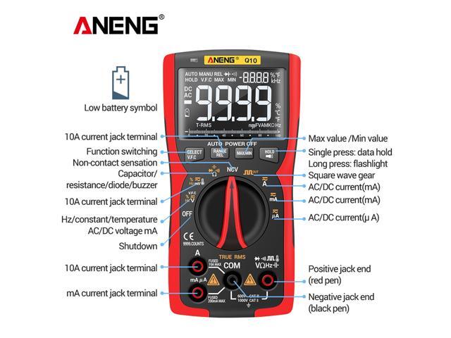 ANENG Q10 Digital Multimeter 9999 Professional Tester Multimetro True RMS Analog DIY Transistor Capacitor NCV Testers Lcr Meter - Red