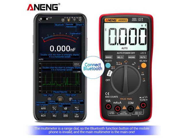 ANENG AN9002 Bluetooth Digital Multimeter 6000 Counts Professional MultimetroTrue RMS AC/DC Current Voltage Tester Auto-Range & Packing Box - Orange