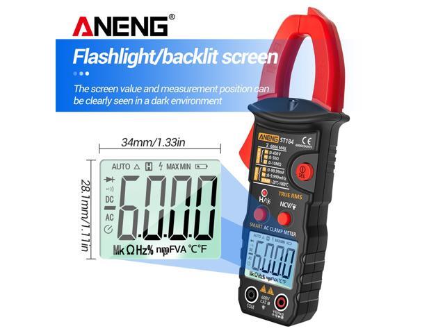 ANENG ST184 Digital Multimeter Clamp Meter True RMS 6000 Counts Professional Measuring Testers AC/DC Voltage AC Current Ohm & Packing Box - Red