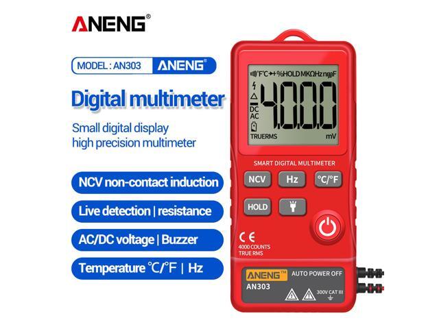 ANENG AN303 Digital Multimeter 4000 Count LCD Display Automatic Range Universal Meter with Backlight NCV Test Meter with Color Box - Red