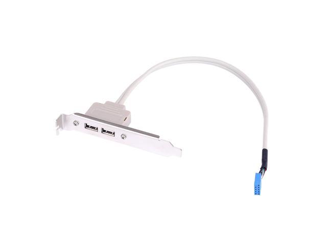 2 Ports USB 2.0 Motherboard Rear Panel Expansion Bracket to 9 Pin Header Cable Adapter Expander Rear Brackets for PC Case
