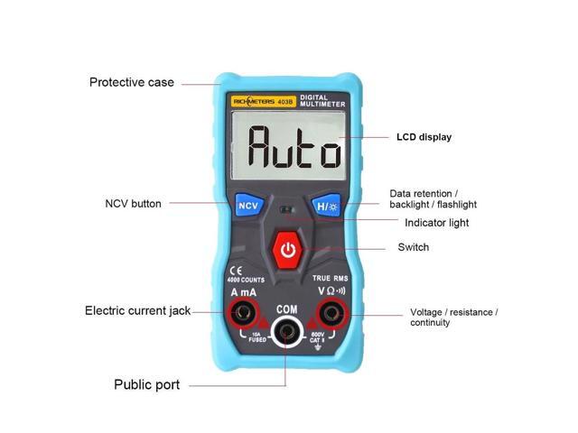 RICHMETERS RM403B Automatic Digital Multimeter 4000 Counts True-RMS Intelligent Auto Range Measurement NCV AC/DC Voltage Current Ohm Portable Test...