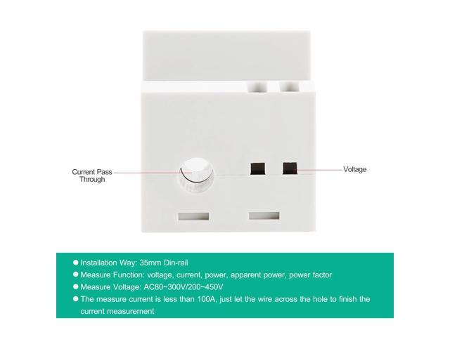 Multi-functional Digital Din Rail Current Voltage Power Ammeter Voltmeter Display Meter AC 80-300V / 100A