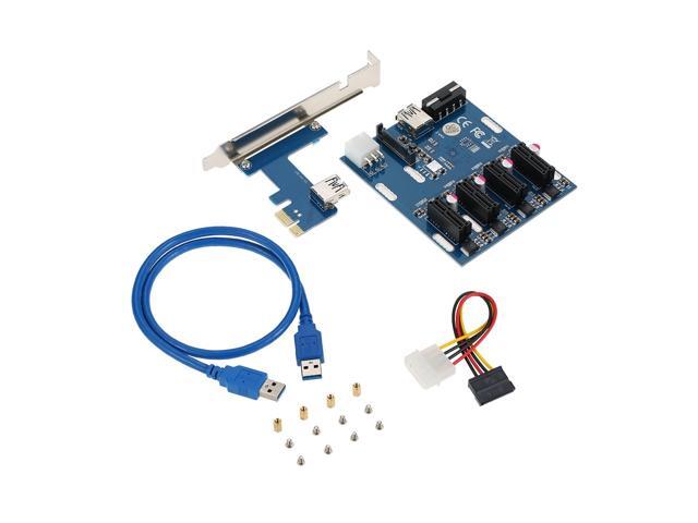 PCI-E 1X Expansion Kit 1 to 4 Slots Switch Multiplier Hub Riser Card Adapter with USB 3.0 Cable PCIE Mining Modules