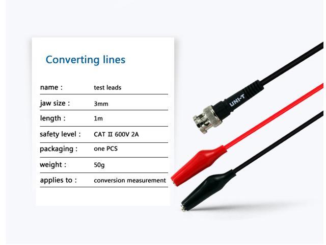 UNI-T 1meter UT-L02 BNC Alligator Clip Test Leads Line CATII 600V 2A BNC Connector For Instrument Inputs Oscilloscope Cable