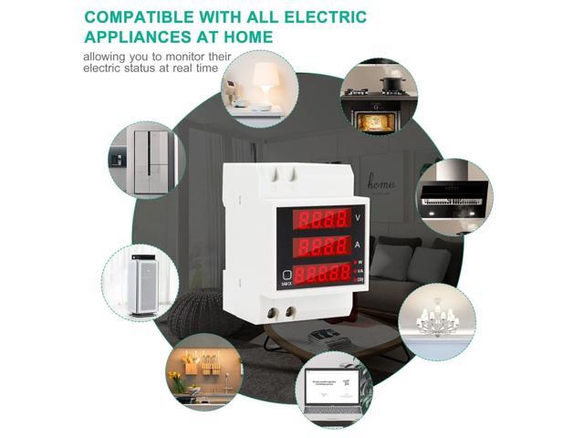 Multi-functional Digital Din Rail Current Voltage Power Ammeter Voltmeter Display Meter AC 80-300V / 100A