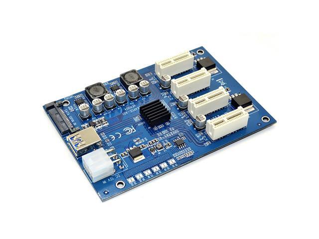 PCI-E X1 To 4PCI-E X16 Expansion Kit 1 To 4 Port PCI Express Switch Multiplier Hub 6Pin Sata Usb Riser Card For BTC Miner