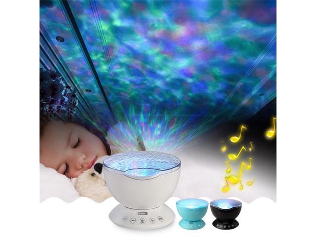 Ocean Light Night Light Audio Cable 7 Colors Ocean Wave Starry Sky LED Projector Novelty RC Lamp Illusion Light For BabyChildren - White