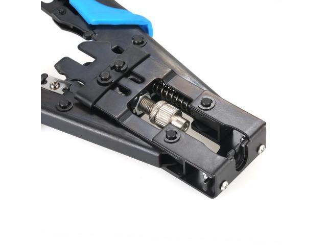 Multifunctional Coax Compression Connector Adjustable Tool Cable Crimping Pliers Wire Cutter for F BNC RCA RG58 RG59 RG6 - Blue