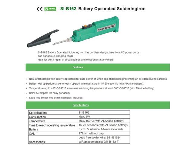 Pro'skit SI-B162 Battery soldering iron tool wireless solder tools for repair 8W 1.5V batteries