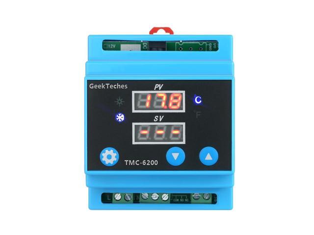 DC 12V Waterproof Probe Digital Temperature Controller Guide Rail One Way Thermostat Thermoregulator Temperature Instruments with Alarm Func