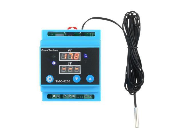 DC 12V Waterproof Probe Digital Temperature Controller Guide Rail One Way Thermostat Thermoregulator Temperature Instruments with Alarm Func
