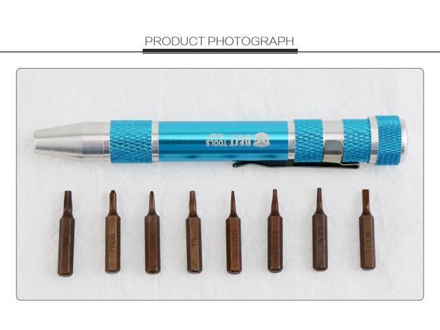 BST-927 9 in 1 Mini Screwdriver Pen Set Aluminum Alloy Handle S2 Screw Bits