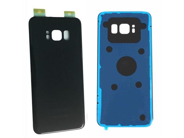 Back Battery Cover Door Rear Glass Housing Case with Adhesive For S8 Battery Cover Replacement (Black)