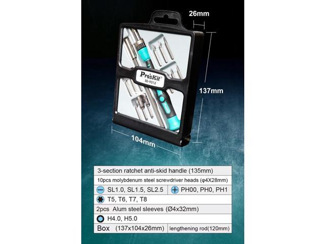 Pro'skit SD-9312 Non-magnetic Hex Slotted Head Sleeve Screwdriver Set Electric Screwdriver