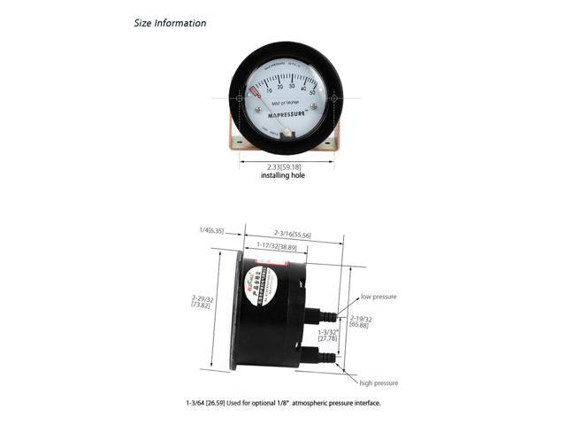 ELECALL Hot Sale TE5000 0-50mm Air Differential Pressure Gauge Mini Size Easy To Mounting Pointer Rated Pressure -68 ~ 103KPa
