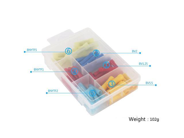 60Pcs/Box 6 In 1 Connector Terminals Full Insulation Middle Joint / Cold Copper Wire / Terminals / Connecting Pipe