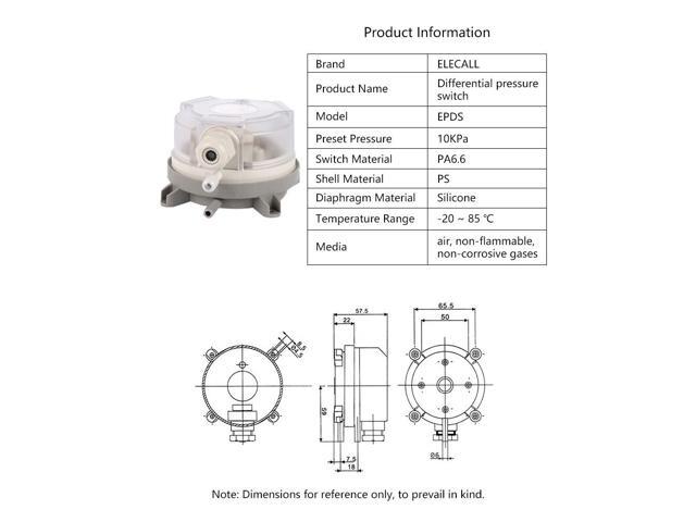 ELECALL 20-200Pa Air Differential Pressure Switch Adjustable Micro Pressure Air Switch High Quality