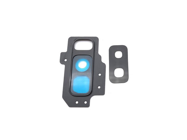 Back Main Camera Glass Lens Cover With Frame Holder For Samsung Galaxy S9 Plus Replacement Parts (Black)