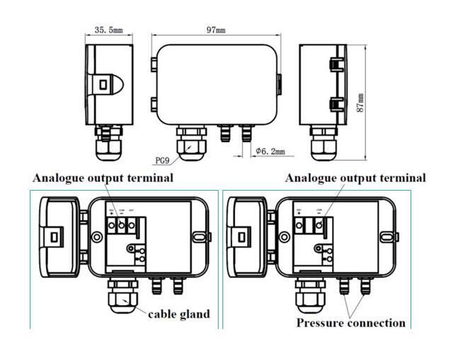 ELECALL ELM108 Micro Differential Pressure Transmitter Air Pressure Transmitter Pressure Sensor 1000pa 4-20MA