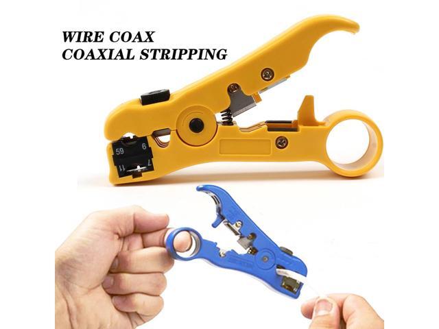 Wire Coax Coaxial Universal Cable Stripper Cutter Stripping Pliers Tool for Network rj45 Cables - Blue