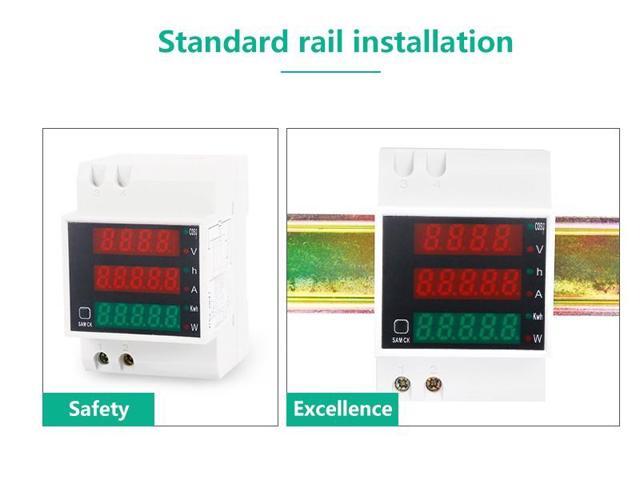 ELECALL D52-2047 DIN Rail Digital Multifunction Power Meter AC80-300V Voltmeter AC 0-100A Ammeter Energy Meter