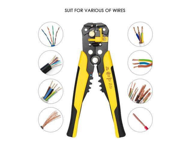 Multi-functional 8' Self-adjusting Cable Wire Stripper With Cutter & Crimper Automatic Wire Stripping Pliers Crimping Tool 10-24AWG - Yellow