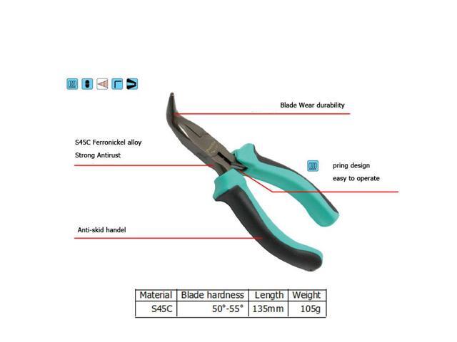 Pro' skit PM-755 S45C Material Bent Nose Plier Wire Wrapping Beading Jewelry Tool Hand Tools Anti-skid