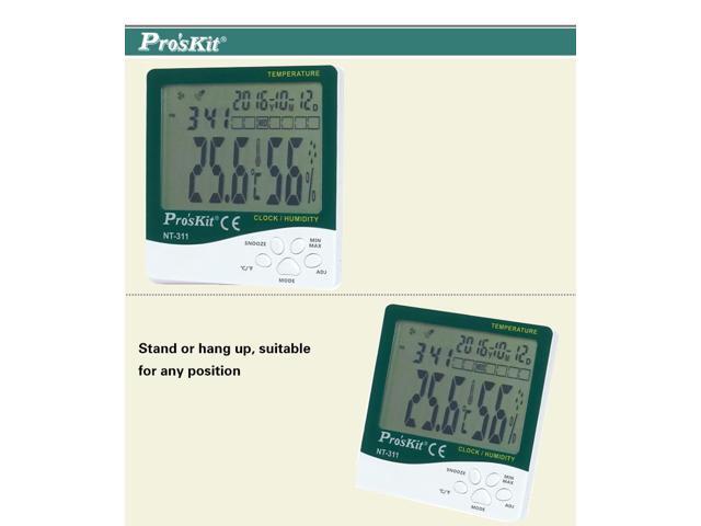 Pro'skit NT-311 Digital LCD Thermometer Hygrometer Electronic Temperature Humidity Meter Weather Station Indoor Outdoor Alarm Clock