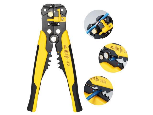 Multi-functional 8' Self-adjusting Cable Wire Stripper With Cutter & Crimper Automatic Wire Stripping Pliers Crimping Tool 10-24AWG - Yellow