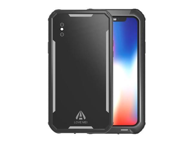 LOVE MEI IP68 Underwater Waterproof case for iPhone X 5.8inch Water proof impermeable Shockproof Cover PC + TPU Case Pouch Shell (Black)