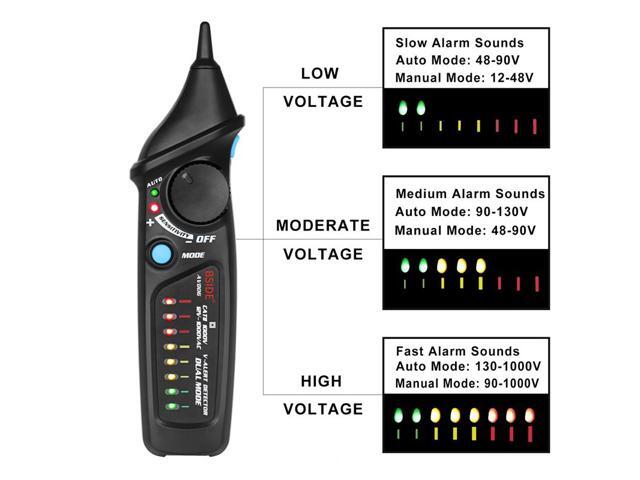 BSIDE AVD06 Dual Mode Non-contact Voltage Detector AC 12-1000V Auto/Manual NCV Tester Live Wire Check Sensitivity Adjustable