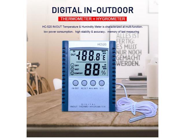 OUTEST HC520 Digital Indoor/Outdoor Thermometer Hygrometer Temperature Humidity Meter LCD Weather Station With Sensor