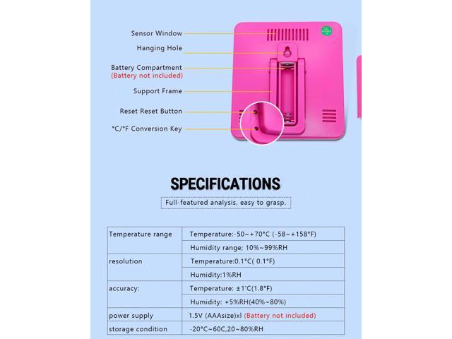 OUTEST 3 in 1 digital LCD thermometer hygrometer, digital humidity temperature meter hygrometer Indoor CX-301B (Green)