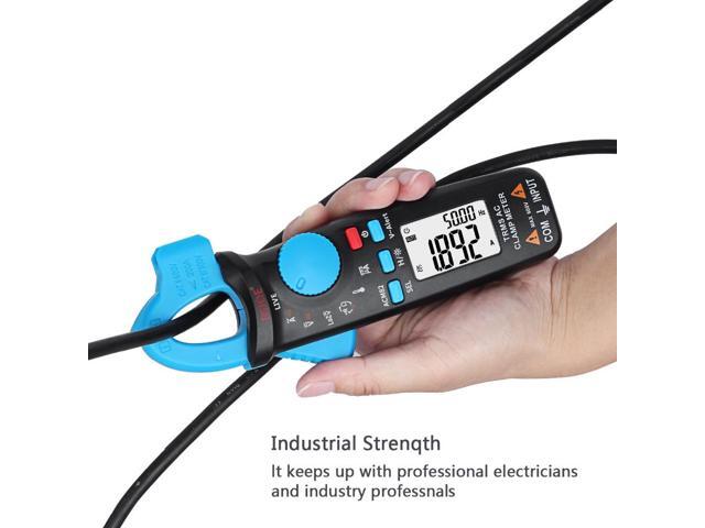 Bside ACM82 Digital True RMS Mini Clamp Meter Auto Range 0.001A Current Test Hz Temp Ohm uF V-alert Live Check with Pocket Clip (Blue)