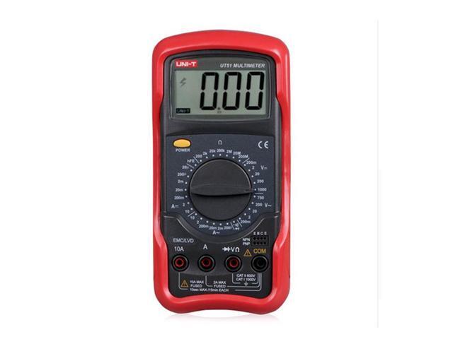 UNI-T UT55 Digital Multimeter DC AC Volt Amp Ohm Capacitance Hz Temp Tester - RED