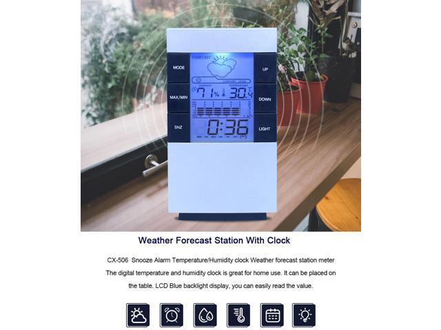 CX-506 Digital LCD Thermometer Hygrometer Barometer Forecast Temperature Humidity Meter Backlight Clock Weather Station