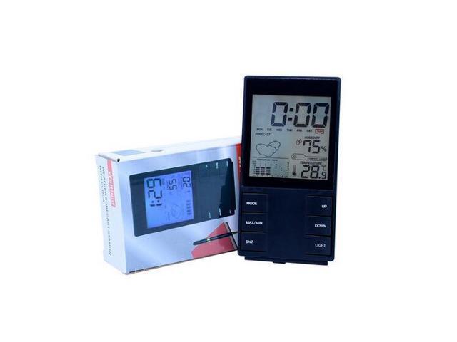 OUTEST Digital Temperature Humidity clock Weather forecast station meter with weather station barometer Alarm clock CX-505 (White)