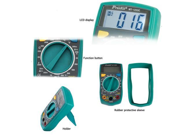 Proâ?skit MT-1233C-C 3 1/2 Digital Multimeter DC AC Voltage Current Resistance Tester Ammeter Multitester Temperature Tester